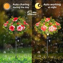 4 Pcs Mixed Color Carnation Solar Garden Lights, Solar Flower Lights With Luminous Flowers, Upgraded Solar Panels, Outdoor Lights For Garden Decoration, Yard Decoration And Gifts For Mothers (4-Piece Set) - 4 bông hoa cẩm chướng nhiều màu - Xem 5