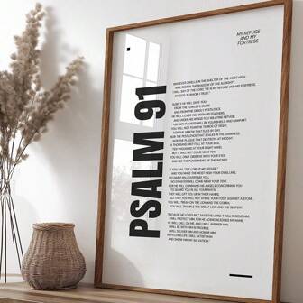 1 件诗篇 91 圣经壁画，居住在庇护所的人印刷品帆布画圣经经文海报横向装饰，适用于卧室、客厅或办公室基督教房间装饰，无框或有框