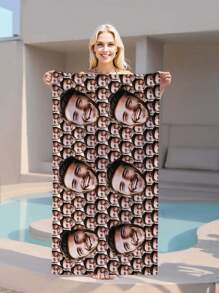 1 buc prosop de plajă personalizat cu fotografie amuzantă, prosop cu nume personalizat, prosop de piscină personalizat, pătură de plajă, exterior, cadou de ziua de naștere, decor de baie de vară, articole esențiale de călătorie, accesorii de călătorie, articole esențiale de plajă