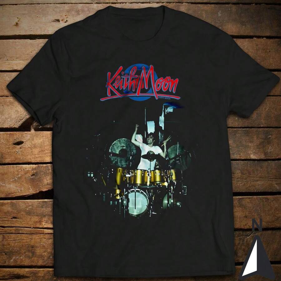 Keith Moon On Stage Classic T-Shirt Pete Townshend Roger Daltrey - Black - View 1