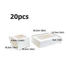 10pcs/20pcs Window Cookie Boxes 20.3*12.7*5cm, Daily Dessert Boxes, Cake Boxes, 10.2*10.2*6.5 Donut Packaging Paper Boxes, Suitable For Pastries, Cookies, Cakes, Pies, Muffins, Chocolate, Strawberry