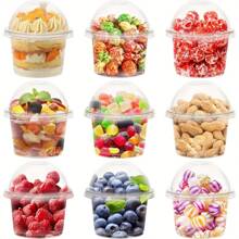 10pcs/50pcs Clear Plastic Cups With Lids - High Index Plastic Dessert Cups, Suitable For Ice Cream, Cakes, Jello, Pudding, Fruit Frozen Cakes And Snack Containers