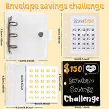 1pc 150/300/500/1000 Savings Challenge Binder - Mini Budget Binder With Cash Envelopes And Inserts, Convenient For Saving Money,Boho Vibes