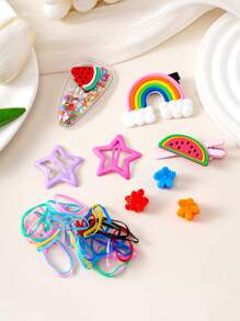 1098 Stück Prinzessin Haaraccessoires Set, geeignet für kleine Mädchen, beinhaltet einfache Blumen Haarbögen, Stoff Haargummis, Schleifen und Haarspangen, ideal für den täglichen Gebrauch oder als Geschenk (ohne Verpackung - OPP Beutel)