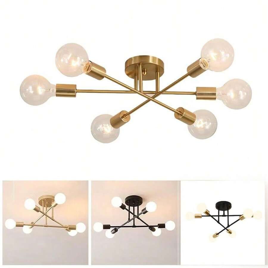 Nordic Style Cozy & Romantic Creative Personalized Small Bedroom Ceiling Light, Large Living Room Lighting Fixture - 6-light Chandelier - View 1