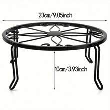 经典铁艺植物架，带花卉图案的圆形金属花盆架，轻质彩绘盆景展示架，多用途室内外花园架