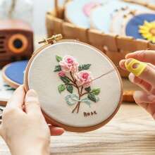 1 Set Hand-Embroidery DIY Craft Kit, Beginner Embroidery Materials Package For Making Small Embroidered Items As Gift For Mother, Friend, Embroidery Decoration For Clothing, Bags, Hats