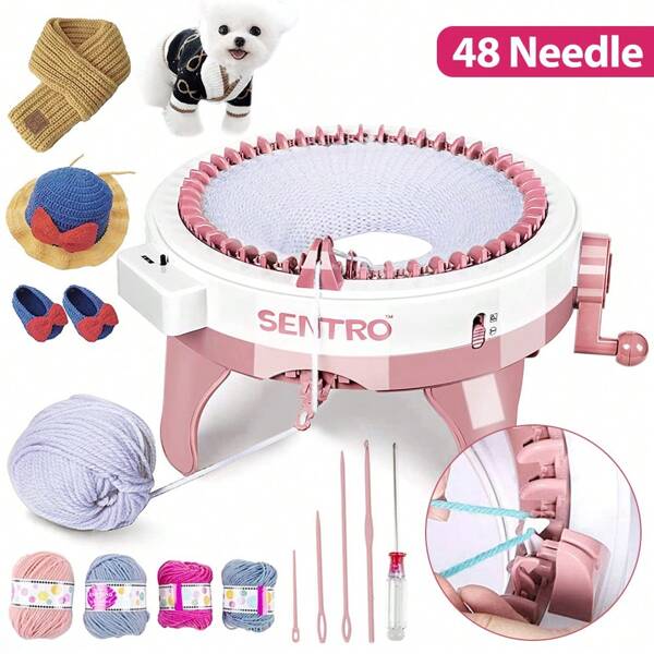Machine à tricoter DIY à 48 aiguilles, parfaite pour tisser des écharpes, des pulls, des bonnets et des chaussettes, cadeau idéal pour les travaux manuels créatifs faits maison en tricot et au crochet