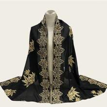 1 Pc Women's Lightweight Breathable Embroidered Scarf, Fashionable Elegant Versatile Headscarf/Shawl With Fine Embroidery Details, Suitable For Outings, Festivals, Vacations, Keeping Warm, Sun Protection, Decoration