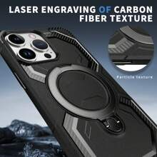 Funda protectora para teléfono compatible con iPhone 16, 15, 14, 13, 12, 11 Pro/Pro Max/Plus, iPhone XR/XS/XS Max, con soporte magnético giratorio 360° invisible, carga inalámbrica magnética y textura mate a prueba de golpes.