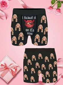 1-Piece Customized Face Underwear Personalized Men's Underwear, Customized Pictures, Customized Face Head Printed Men's Underwear Boxers, Customized Face Underwear Personalized Men's Underwear, Customized Pictures, Underwear With Photos, Customized Face Underwear, Boyfriend Husband Gifts, Customized Men's Gifts, Winter, Personalized Gifts, Anniversaries, Holidays, Ideal Gift For Boyfriends - Multicolor - View 5