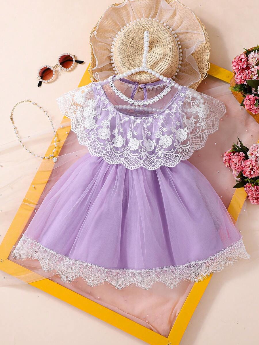 2025 Spring/Summer New Charming Girl Lace Mesh Fairy Sweet Vacation Dress