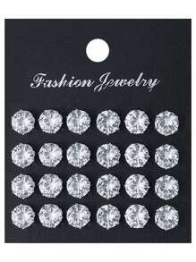 48 件几何圆形闪光耳钉，简约朋克嘻哈风格，大套装，适合派对、节日、约会、礼物和日常佩戴 - 彩色 - 查看 4