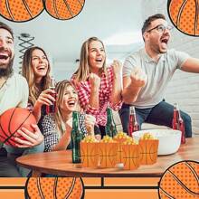 6 件篮球爆米花盒，生日和体育主题派对用品，适用于电影、游戏、聚会派对装饰 - 彩色 - 查看 2