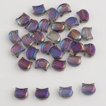 30 piezas de cuentas de cristal de vidrio electrochapado con forma de cabeza de gato de 8*10mm, cuentas espaciadoras para hacer pulseras, collares, cadenas de teléfono, decoración para ropa y zapatos