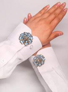 2pcs/Set Cute Flower Button Cover 3-Layer Lotus Flower Cufflinks Cover For Shirt Button Clip Clothing Decoration Cuff Links No Sewing Button Suit Dress Accessories Gift