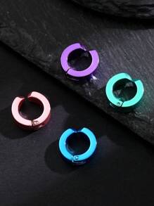 Simple Punk Hip-Hop No Piercing Stainless Steel Clip On Earrings, Fashionable Jewelry For Men Daily Wear