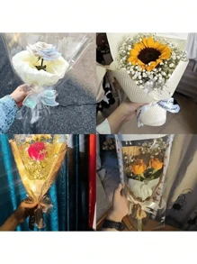 20/50/100支装透明防漏鲜花保鲜管+密封盖，母亲节鲜花保鲜器，春夏插花工具，毕业派对装饰，家居装饰，婚礼中心摆件，永生花瓶装饰，家居装饰 - 彩色 - 查看 7