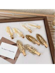 12pcs/2pcs/1pc Women's Graphic Fashion Hair Clips, Simple Mixed Color Hair Clips, Seamless Side Bangs Claw Clips, Side Clip Headpieces Claw Clips, Elegant Acrylic Hair Clip Set - Multicolor - View 3