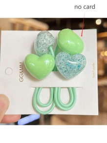 12个/2个彩色裂纹釉心形发圈，休闲可爱ABS塑料（ABS树脂）高弹橡皮筋，适合所有季节，可作马尾辫发圈、发绳、发饰、头饰、弹力发圈 - 彩色 - 查看 10