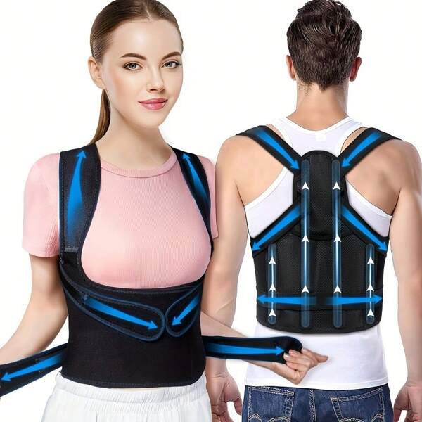 Correttore posturale comodo per uomo autunnale e invernale - Fascia ortopedica regolabile e traspirante - Supporto senza cuciture per schiena alta, colonna vertebrale, collo e spalle - Ideale per uso quotidiano, stabilizzazione della clavicola - Favorisce una postura sana, previene l'incurvamento Cintura addominale adatta per allenamento, casa, sport e passeggiate
