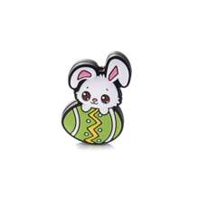 5pcs Easter Eggs Silicone Beads, DIY Jewelry Making Accessory, Cartoon Rabbit Pen, Keychain Spherical Silicone Beaded Charm