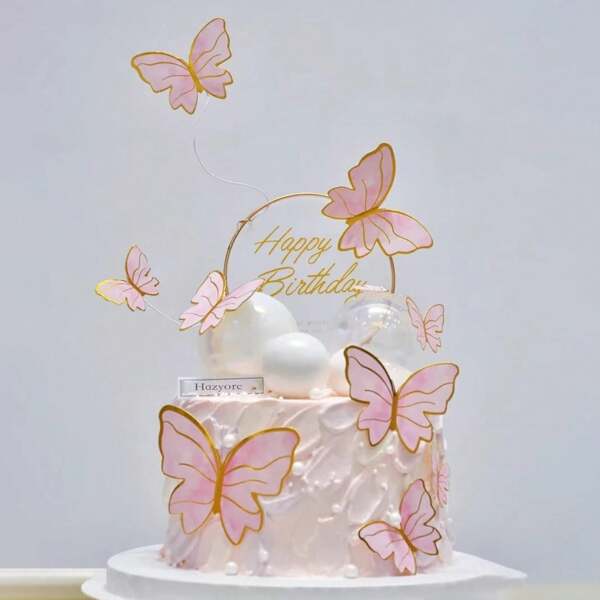 50 pezzi Decorazioni per torta a forma di farfalla rosa, farfalle 3D vivaci per decorare torte, compleanni, anniversari, matrimoni e feste