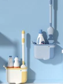 蓝色新款液体吸盘马桶刷，硅胶全清洁浴室塑料刷套装 - 藍色 - 查看 6