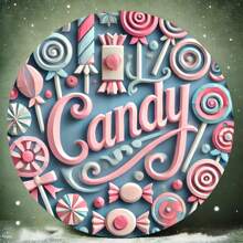 7.8 英寸圆形木质墙面装饰艺术，采用充满活力的糖果主题，木质标牌采用高清印刷，预钻孔，易于安装，防风雨和褪色，适用于咖啡馆，随机孔设计 - 彩色 - 查看 3