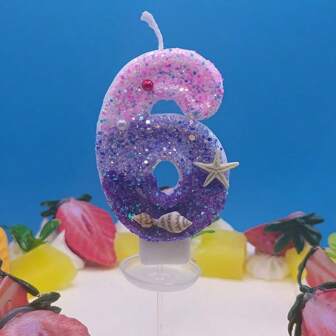 3 Color Gradient Mermaid Design Numeric Birthday Candles (0-9), 3-Pack, Creative Birthday Party Candles For Kids Boys Girls, Suitable For Wedding, Holiday Cake Decorations, Celebratory Atmosphere