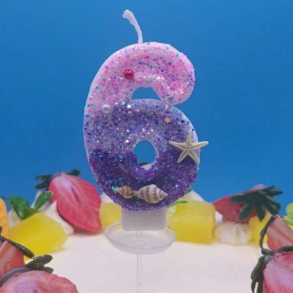 3 Color Gradient Mermaid Design Numeric Birthday Candles (0-9), 3-Pack, Creative Birthday Party Candles For Kids Boys Girls, Suitable For Wedding, Holiday Cake Decorations, Celebratory Atmosphere