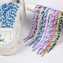 1 Pair Multicolor Canvas Shoelaces, Suitable For Low-Top Casual Shoes, Sneakers And Sportswear, Spring/Summer
