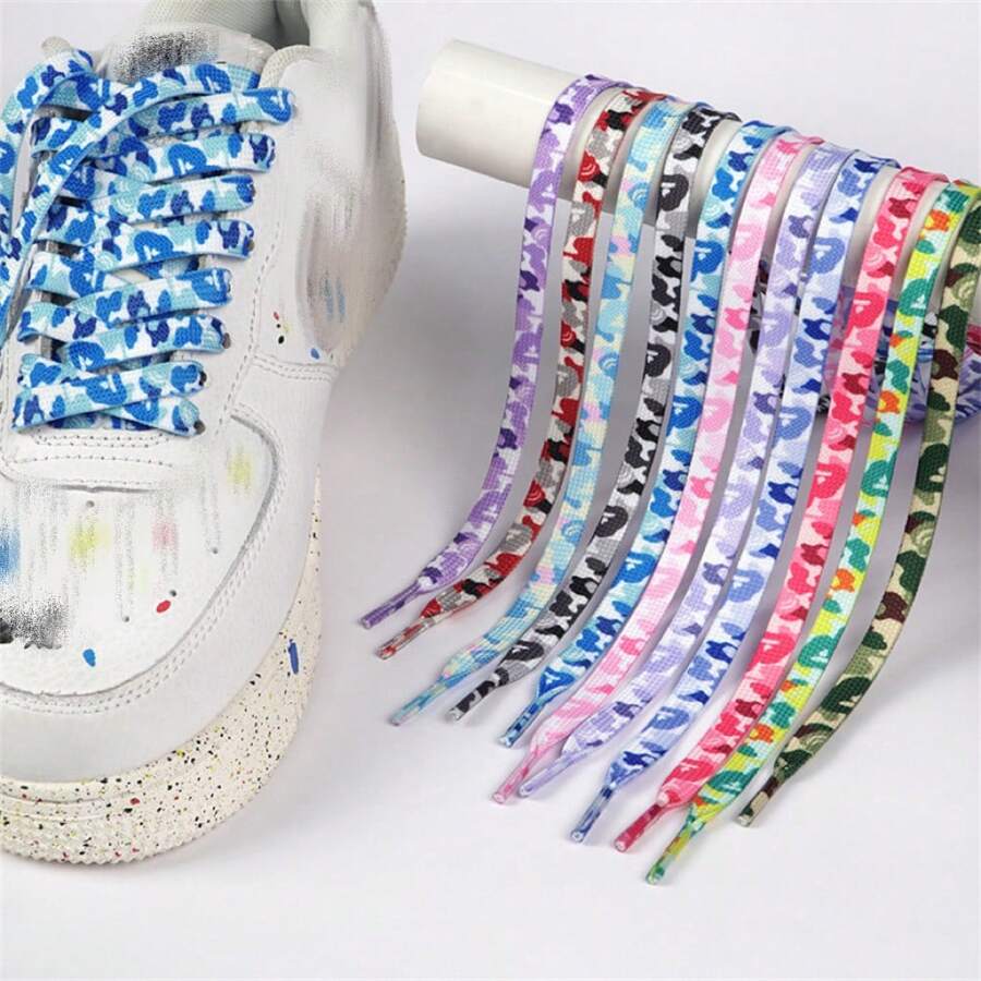 1 Pair Multicolor Canvas Shoelaces, Suitable For Low-Top Casual Shoes, Sneakers And Sportswear, Spring/Summer