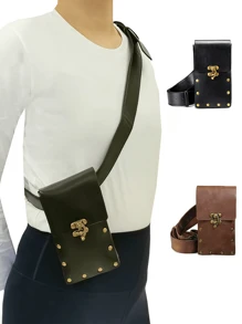 2 Pieces Set Steampunk Medieval Pouch Bag Viking Belt Leather Phone Wallet Steampunk Pirate Costume Travel Waist Fanny Packs Purse For Adult - A - View 5