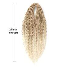 Extensiones de peluca de rastas 2 en 1 de 24 pulgadas, Set de 10 piezas de extensiones de rastas rectas y rizadas hechas a mano, estilo hippie para mujer