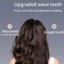 1 Pc Double Row Wavy Curly Hair Comb - Texture Handle, Scalp Massage Comb - Fluffy Comb, Anti-Static Curly Hair Styling Comb, Suitable For Barber Shops, Outdoor Carrying, Indoor Self-Use Curly Hair Comb