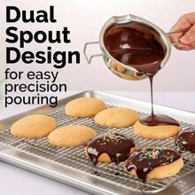 1/2 件不锈钢巧克力融化锅，黄油和奶酪融化碗，双喷嘴耐热手柄，双锅不锈钢锅，用于融化巧克力、糖果和蜡烛，用水加热并用蜡锅烘烤