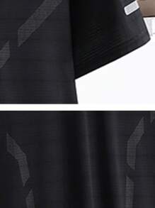 Boyfriend Style Men's Short Sleeve Ice Silk Athletic Tee, Moisture Wicking Mesh Breathable Workout T-Shirt For Summer