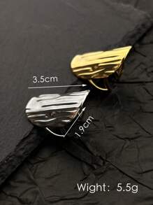 1 件 18k 镀金不锈钢纹理宽带开口戒指，时尚简约设计，适合作为教师节礼物，女士时尚珠宝 - 寬面紋理感戒指 - 查看 5