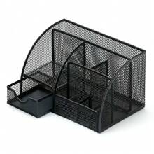 7-Grid Desk Drawer Organizer, Metal Pen Holder, Multi-Functional Desktop Storage Box With Memo Holder, Suitable For Office, Home, And School Desks