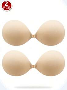 Large Cup Size Women Plus Size Adhesive Strapless Bras, Seamless Lift-Up Sticky Bras For Dresses, Spaghetti Strap Tops, Summer - Multicolor - View 11