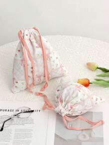 1 件新鲜花卉抽绳化妆包大号化妆包化妆包女士洗漱用品收纳袋旅行洗漱包可重复使用农产品袋带抽绳的平纹细布袋用于购物和存储礼品、体操手袋艺术手袋抽绳袋抽象艺术袋运动员绳袋用于手袋鞋毛巾和日常使用的珠宝礼品袋用于婚礼派对回礼品