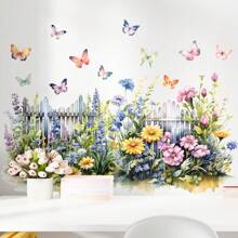 1pc New Style Plant Floral Butterfly Garden Wall Decal Wall Decor Room Decor Stickers Wallpaper Wall Paper Wall Stickers Wall Sticker