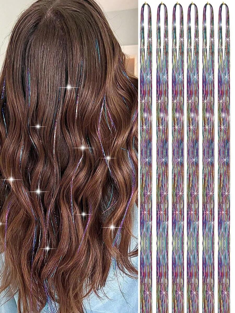 Tóc nối kim tuyến lấp lánh hình tiên nữ, tóc nối kim tuyến lấp lánh chịu nhiệt, thích hợp cho tiệc Giáng sinh, năm mới - Nhiều màu - Xem 1