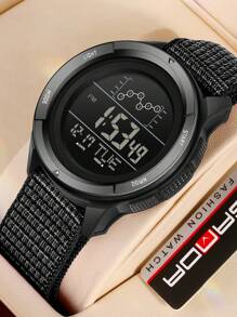 SANDA. SANDA Electronic Watch Nylon Strap Digital Display Multifunctional Alarm Clock Student Watch Waterproof Military Sports Watch
