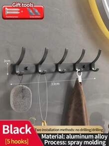1 buc. Cârlig de haine montat pe perete la modă - aluminiu rezistent la rugină, 4/5/6/7 cârlige, potrivit pentru haine și pălării din dormitor, organizare ușoară și decorare elegantă a camerei, decorare dormitor, cârlig practic, decor baie acasă, organizator baie, decor de toamnă, înapoi la școală