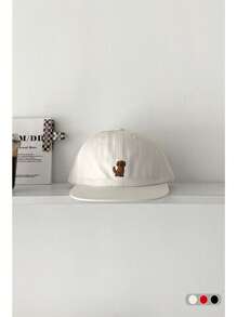 1pc Soft Crown Cartoon Embroidery Flat-Brim Baseball Cap, Cute Versatile Casual Hip-Hop Hat, Suitable For Spring And Summer, Wide Brim To Make Face Look Smaller, Sun Protection