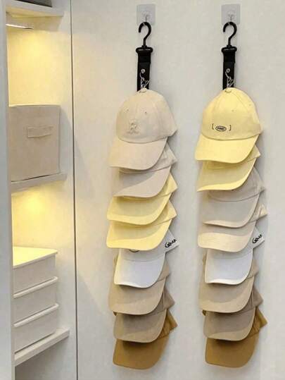 1/2 piezas Soporte de gorra de béisbol, soporte de gorra unisex con ganchos y sujetadores, adecuado para armarios y puertas de gabinetes, estante de almacenamiento de sombreros en la puerta y la pared, adecuado para amantes de las gorras de béisbol para almacenar y mostrar en el armario. Dormitorio, organizador, almacenamiento en el hogar, camiseta blanca para mujer, pantalones negros para mujer, ropa de invierno para damas, vestido
