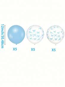 30/15/3Pcs 12inch Blue Latex Bow Balloons For Bachelorette Decorations, Bow Theme Birthday Party, Bridal Engagement Decor, Cute Supplies