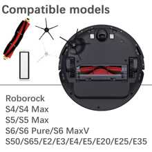 Ersatzteile für Xiao Mi Mijia Roborock S4/S4 Max S5/S5 Max/S6/S6 Pure/S6 MaxV/S50/S65/E2/E3/E4/E5/E20/E25/E35 Staubsauger, Zubehör Hauptbürste/Rollerbürste, Seitenbürste/Eckbürste, Wischtuch/Wischfetzen, HEPA-Filter.